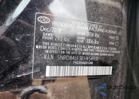 2019 Hyundai Elantra Limited from USA, damaged, VIN 5NPD84LF3KH454931